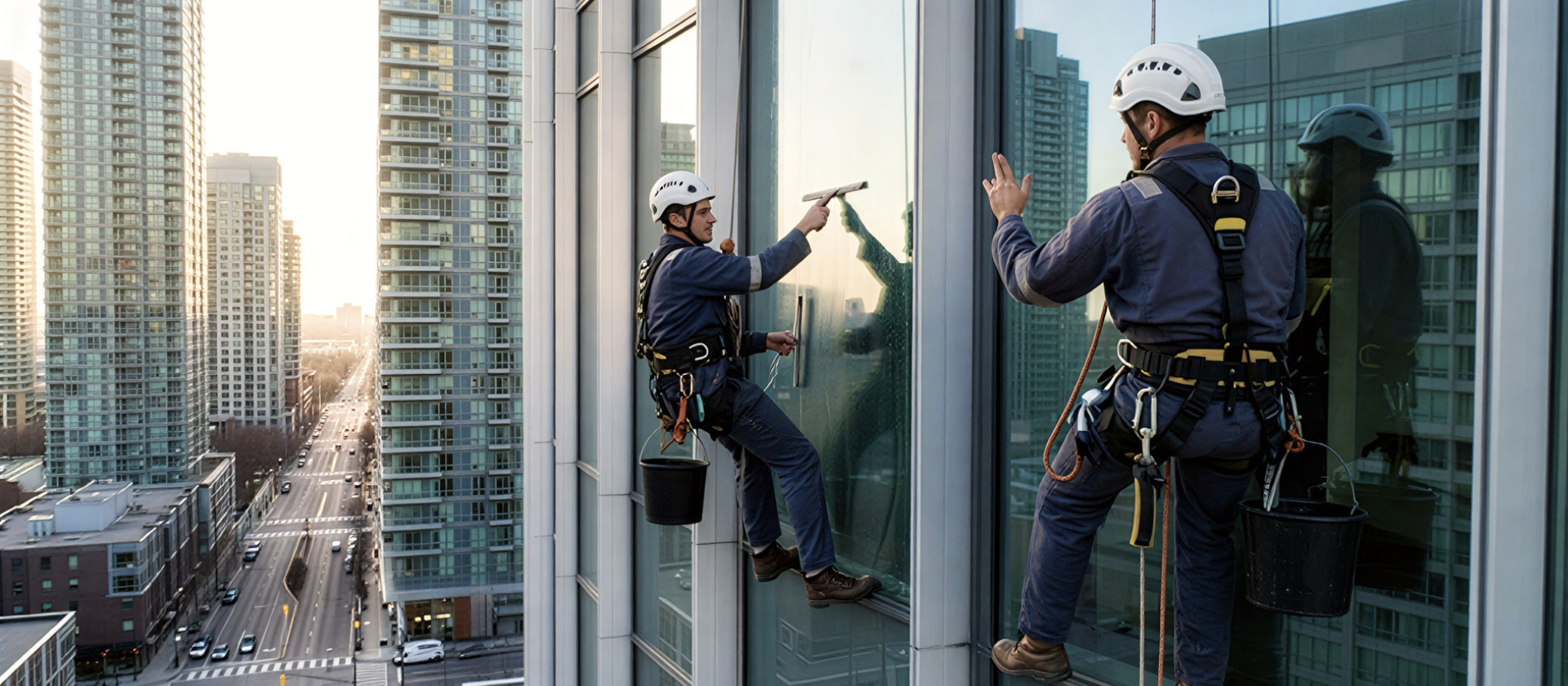 High-Rise Building Maintenance with Rope Access